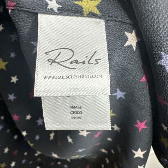 Rails Kate Silk Rainbow Stars Shirt Women's Size Small Button Down Designer Soft - Picture 7 of 16